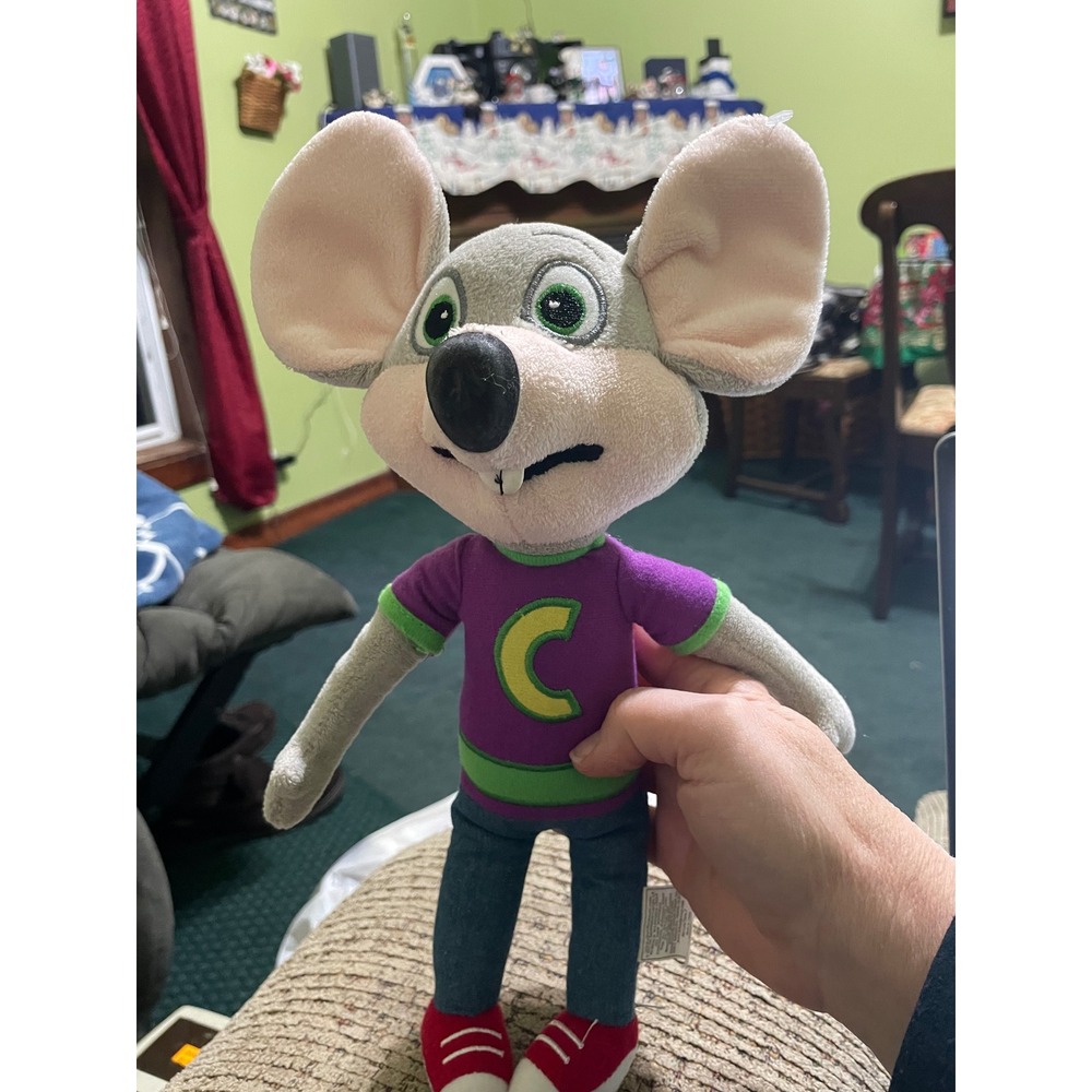 Chuck E Cheese Plush Toy Stuffed‎ Animal Purple Shirt Jeans Kids Children